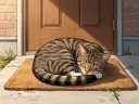 Cat at the Door - Fast Asleep