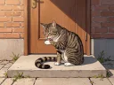 Cat at the Door - Grooming