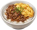 Beef and Scrambled Egg Rice Bowl (Good)