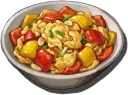 Her homemade bell pepper scrambled eggs